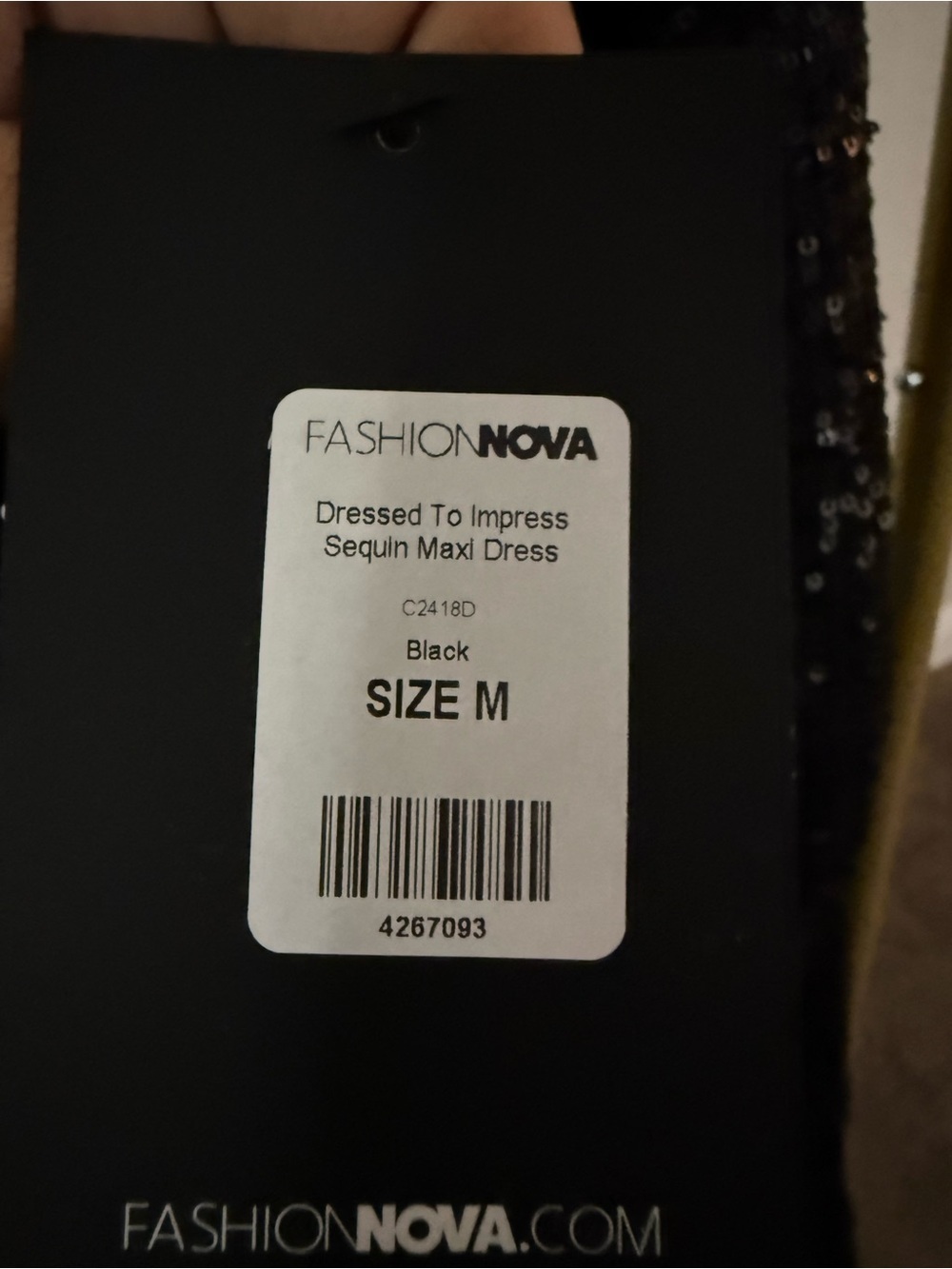 NWT 🖤 Fashion Nova Dressed To Impress Black Sequin Maxi Dress -Medium - Picture 5 of 6